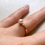 Load image into Gallery viewer, Pearl Solitaire Gold-filled Ring
