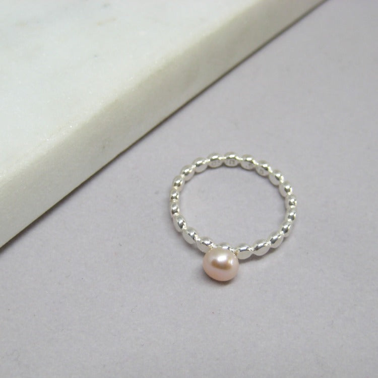 「New」Pearl on Beaded Band