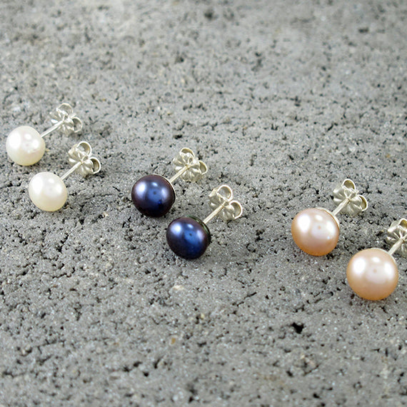 Large Pearl Stud Earrings Big FreshWater Pearls Wedding Pearl Jewelry -  Nadin Art Design - Personalized Jewelry