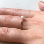 Load image into Gallery viewer, Pearl Solitaire Gold-filled Ring

